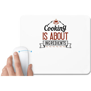                       UDNAG White Mousepad 'Cooking | cooking is about ingredients' for Computer / PC / Laptop [230 x 200 x 5mm]                                              