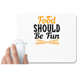                       UDNAG White Mousepad 'Cooking | Food fun' for Computer / PC / Laptop [230 x 200 x 5mm]                                              