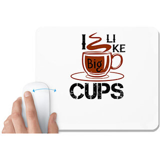                       UDNAG White Mousepad 'Cooking | i like big cup' for Computer / PC / Laptop [230 x 200 x 5mm]                                              