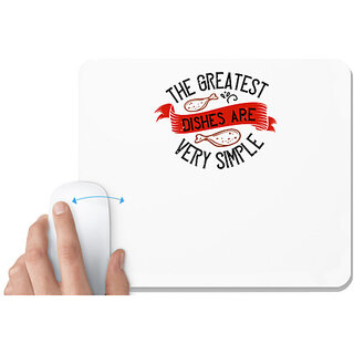                       UDNAG White Mousepad 'Cooking | The greatest dishes are very simple' for Computer / PC / Laptop [230 x 200 x 5mm]                                              