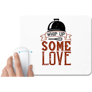                       UDNAG White Mousepad 'Cooking | whip up some love' for Computer / PC / Laptop [230 x 200 x 5mm]                                              