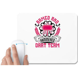                       UDNAG White Mousepad 'Dart | Armed and Hammered dart team' for Computer / PC / Laptop [230 x 200 x 5mm]                                              