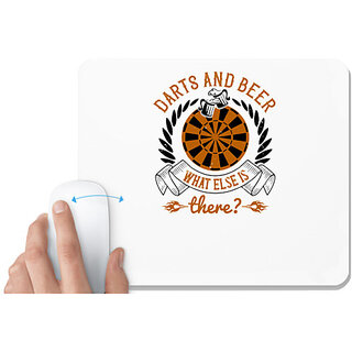                      UDNAG White Mousepad 'Dart | Darts And beer what else is there' for Computer / PC / Laptop [230 x 200 x 5mm]                                              