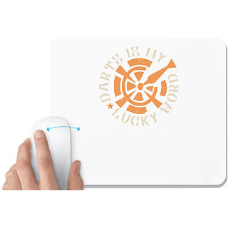                       UDNAG White Mousepad 'Dart | Darts Is My Lucky Word' for Computer / PC / Laptop [230 x 200 x 5mm]                                              