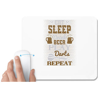                       UDNAG White Mousepad 'Dart | eat sleep drink beer play darts repeat' for Computer / PC / Laptop [230 x 200 x 5mm]                                              