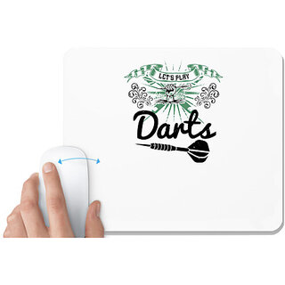                       UDNAG White Mousepad 'Dart | Let's play darts' for Computer / PC / Laptop [230 x 200 x 5mm]                                              