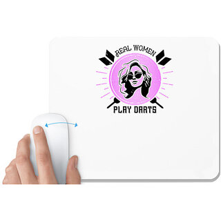                       UDNAG White Mousepad 'Dart | Real women play darts' for Computer / PC / Laptop [230 x 200 x 5mm]                                              
