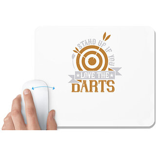                       UDNAG White Mousepad 'Dart | Stand up if you love the darts' for Computer / PC / Laptop [230 x 200 x 5mm]                                              