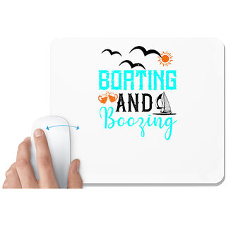                       UDNAG White Mousepad 'Girls trip | boating and boozing' for Computer / PC / Laptop [230 x 200 x 5mm]                                              