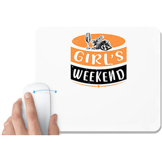                       UDNAG White Mousepad 'Girls trip | girls weekend' for Computer / PC / Laptop [230 x 200 x 5mm]                                              