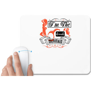                       UDNAG White Mousepad 'Girls trip | i'm the drunk mermaid' for Computer / PC / Laptop [230 x 200 x 5mm]                                              