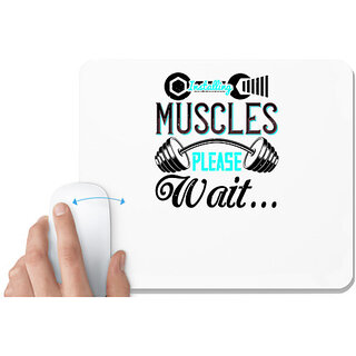                       UDNAG White Mousepad 'Girls trip | installing muscles please wait' for Computer / PC / Laptop [230 x 200 x 5mm]                                              