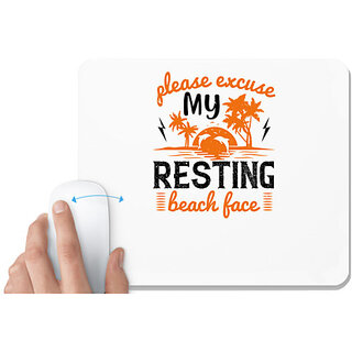                      UDNAG White Mousepad 'Girls trip | please excuse my resting beach face' for Computer / PC / Laptop [230 x 200 x 5mm]                                              