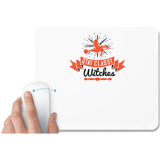                       UDNAG White Mousepad 'Girls trip | stay classy witches' for Computer / PC / Laptop [230 x 200 x 5mm]                                              