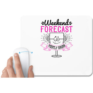                       UDNAG White Mousepad 'Girls trip | WEEKEND FORECAST MOSTLY DRUNK' for Computer / PC / Laptop [230 x 200 x 5mm]                                              