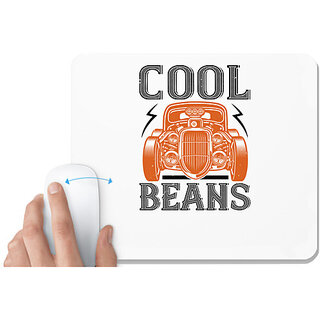                       UDNAG White Mousepad 'Hot Rod Car | Cool beans' for Computer / PC / Laptop [230 x 200 x 5mm]                                              