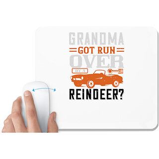                       UDNAG White Mousepad 'Hot Rod Car | Grandma Got Run Over by a Reindeer' for Computer / PC / Laptop [230 x 200 x 5mm]                                              