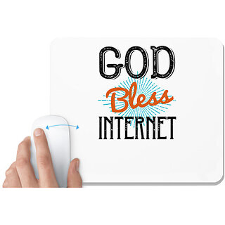                       UDNAG White Mousepad 'Internet | bless internet 2' for Computer / PC / Laptop [230 x 200 x 5mm]                                              