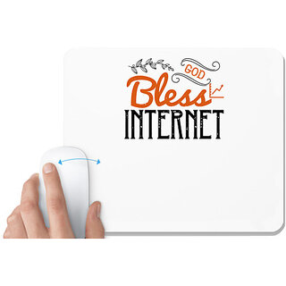                       UDNAG White Mousepad 'Internet | bless internet' for Computer / PC / Laptop [230 x 200 x 5mm]                                              