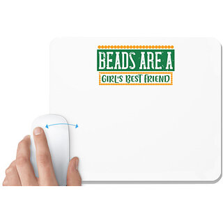                       UDNAG White Mousepad 'Mardi Gras | Beads are a girl's best friend' for Computer / PC / Laptop [230 x 200 x 5mm]                                              