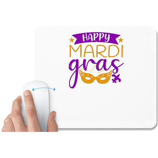                      UDNAG White Mousepad 'Mardi Gras | happy mardi gras' for Computer / PC / Laptop [230 x 200 x 5mm]                                              