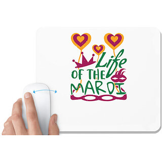                       UDNAG White Mousepad 'Mardi Gras | Life of the Mardi' for Computer / PC / Laptop [230 x 200 x 5mm]                                              