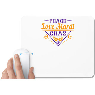                       UDNAG White Mousepad 'Mardi Gras | peace love mardi gras' for Computer / PC / Laptop [230 x 200 x 5mm]                                              