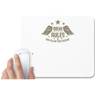                       UDNAG White Mousepad 'Military | break rules and follow your dreamy' for Computer / PC / Laptop [230 x 200 x 5mm]                                              