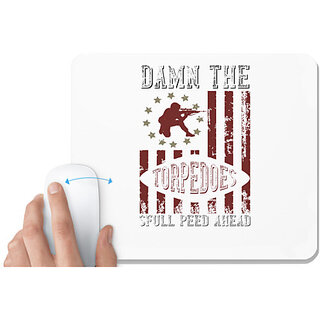                       UDNAG White Mousepad 'Military | Damn the torpedoes, full speed ahead 2' for Computer / PC / Laptop [230 x 200 x 5mm]                                              