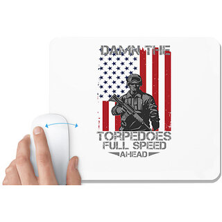                       UDNAG White Mousepad 'Military | Damn the torpedoes, full speed ahead' for Computer / PC / Laptop [230 x 200 x 5mm]                                              