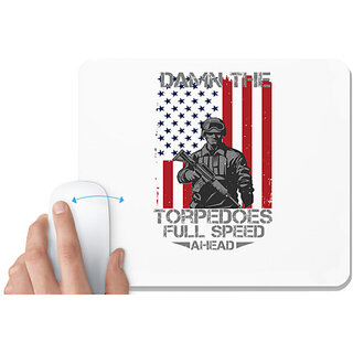                       UDNAG White Mousepad 'Military | Damn the torpedoes, full speed ahead' for Computer / PC / Laptop [230 x 200 x 5mm]                                              