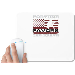                       UDNAG White Mousepad 'Military | Fortune favors the brave' for Computer / PC / Laptop [230 x 200 x 5mm]                                              