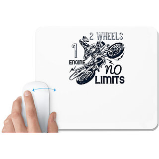                       UDNAG White Mousepad 'Motor Cycle | 2 wheels, 1 engine, no limits' for Computer / PC / Laptop [230 x 200 x 5mm]                                              
