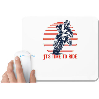                       UDNAG White Mousepad 'Motor Cycle | Its time to ride' for Computer / PC / Laptop [230 x 200 x 5mm]                                              