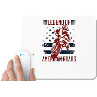                      UDNAG White Mousepad 'Motor Cycle | Legend of American roads' for Computer / PC / Laptop [230 x 200 x 5mm]                                              