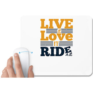                       UDNAG White Mousepad 'Motor Cycle | Live it. Love it. Ride it' for Computer / PC / Laptop [230 x 200 x 5mm]                                              