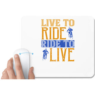                       UDNAG White Mousepad 'Motor Cycle | Live to Ride, Ride to Live' for Computer / PC / Laptop [230 x 200 x 5mm]                                              