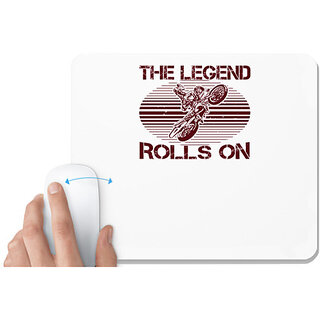                       UDNAG White Mousepad 'Motor Cycle | The Legend Rolls On' for Computer / PC / Laptop [230 x 200 x 5mm]                                              