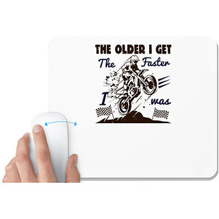                       UDNAG White Mousepad 'Motor Cycle | The older I get, the faster I was' for Computer / PC / Laptop [230 x 200 x 5mm]                                              