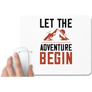                       UDNAG White Mousepad 'Adventure Mountain | let the adventure begin' for Computer / PC / Laptop [230 x 200 x 5mm]                                              