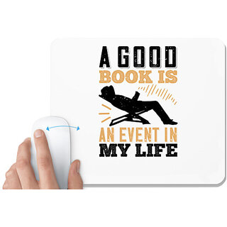                       UDNAG White Mousepad 'Reading | A good book is an event in my life' for Computer / PC / Laptop [230 x 200 x 5mm]                                              
