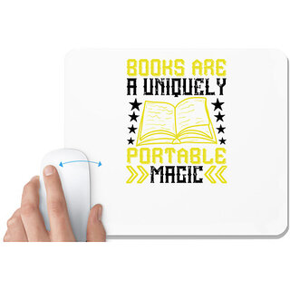                       UDNAG White Mousepad 'Reading | Books are a uniquely portable magic' for Computer / PC / Laptop [230 x 200 x 5mm]                                              