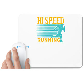                       UDNAG White Mousepad 'Running | hi speed running' for Computer / PC / Laptop [230 x 200 x 5mm]                                              