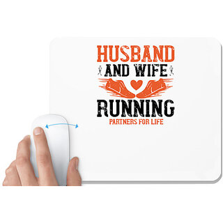                       UDNAG White Mousepad 'Running | husband and wife running partners for life' for Computer / PC / Laptop [230 x 200 x 5mm]                                              