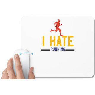                       UDNAG White Mousepad 'Running | i hate running' for Computer / PC / Laptop [230 x 200 x 5mm]                                              