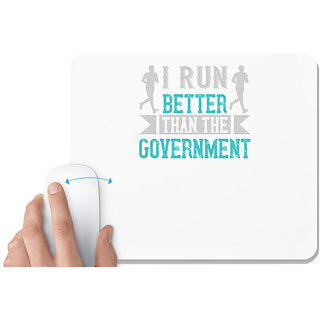                       UDNAG White Mousepad 'Running | i run better than the government' for Computer / PC / Laptop [230 x 200 x 5mm]                                              
