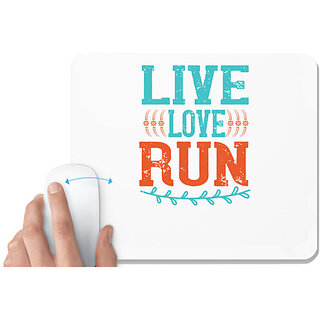                       UDNAG White Mousepad 'Running | live love run' for Computer / PC / Laptop [230 x 200 x 5mm]                                              