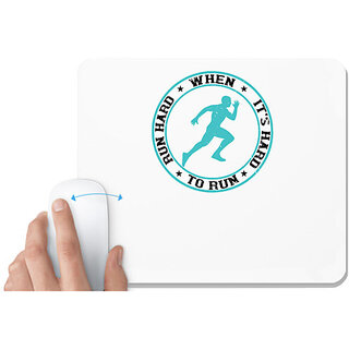                       UDNAG White Mousepad 'Running | Run hard when its hard to run' for Computer / PC / Laptop [230 x 200 x 5mm]                                              