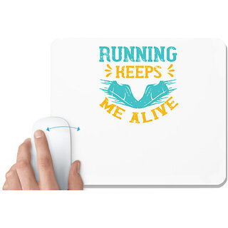                       UDNAG White Mousepad 'Running | running keeps me alive' for Computer / PC / Laptop [230 x 200 x 5mm]                                              