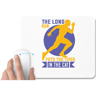                       UDNAG White Mousepad 'Running | The long run puts the tiger in the cat' for Computer / PC / Laptop [230 x 200 x 5mm]                                              